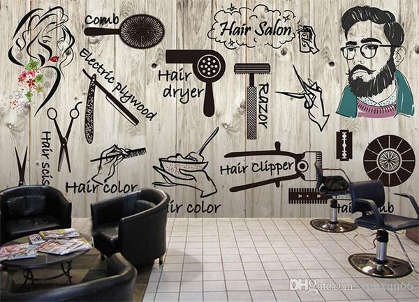 3d Wallpaper For Wall 3d Vintage Barber Hair Salon Makeup Shop
