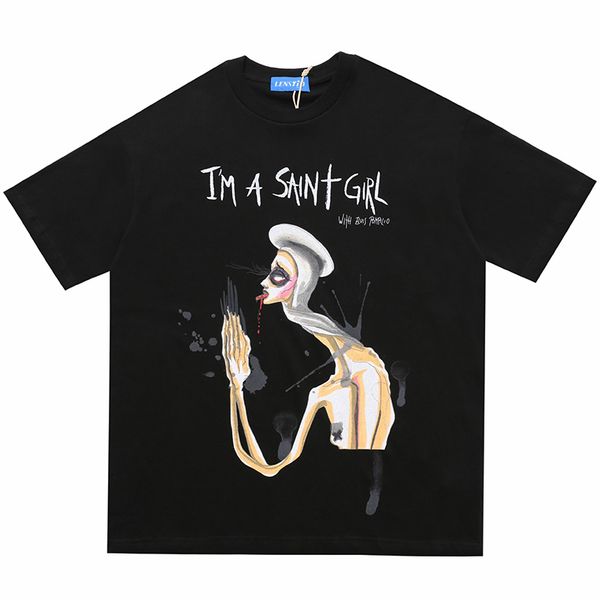 

men hip hop t shirt the vampire nun printed tshirt streetwear harajuku hipster t-shirts summer new short sleeve cotton tees, White;black