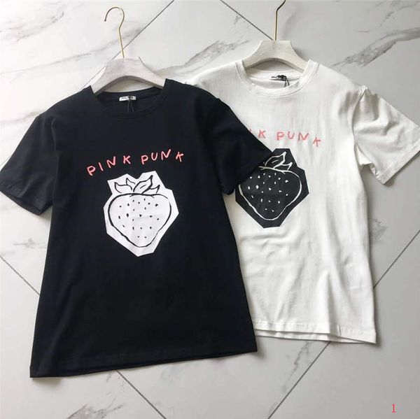

women designer t shirts gg brand tees letters printed short sleeves strawberry pattern style luxury girl t shirts lr200405 /1, White