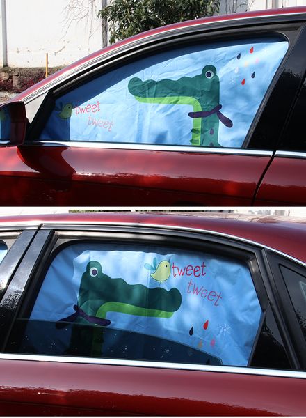 

2 pcs cartoon animal car window curtains magnetic baby sunshades block uv rays car styling sun heat cute shelter ins bear