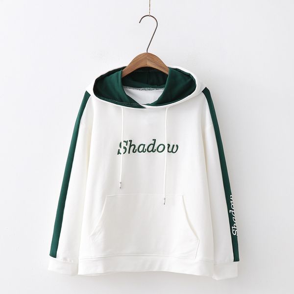 

s24161 hoodie women's 2018 autumn clothing new style korean-style long sleeve loose-fit students lettered embroidered hoodie wit, Black
