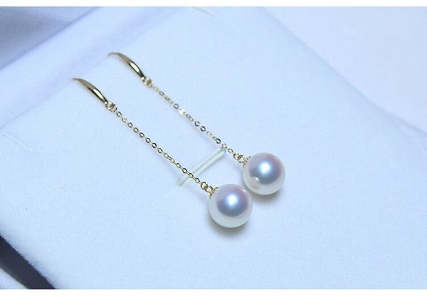 

paif of 10-11mm south sea round white pearl earring 18k, Golden;silver