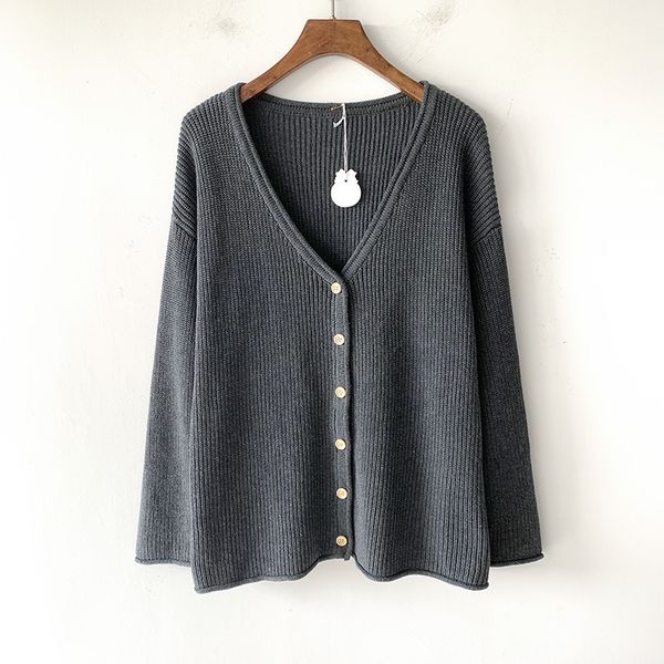 

v-neck sweater button women long sleeve knitted cardigan sweater women casual solid cardigan loose ladies basic, White