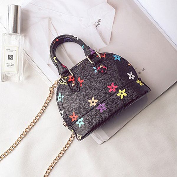 

girl handbags fashion printed mini bags children girls purse messenger bag fashion outer bags children handbags, Black