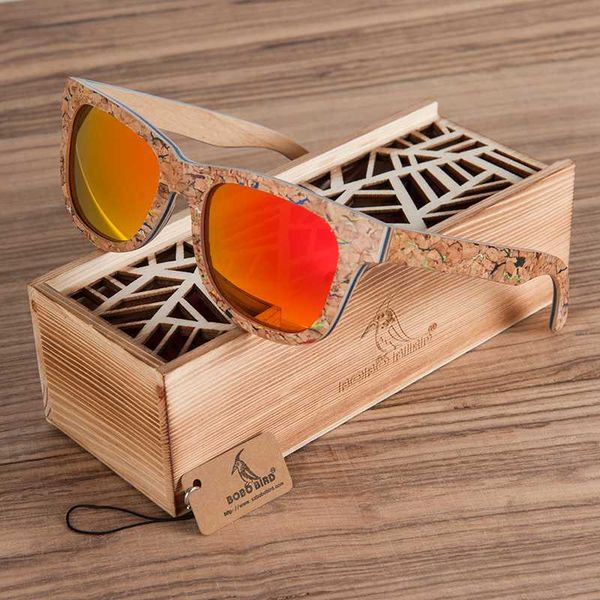 

bobo bird ag021 brand design unique cork wooden sunglasses men women variation retro eyewear polarized sunglasses as gift, White;black
