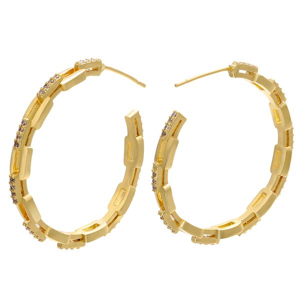 

zhukou 1piece 32x32mm gold/silver color large circle hoop earrings for women popular cz crystal loop earring jewelry model:ve161, Golden;silver