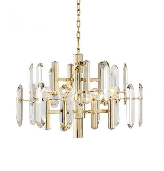 

post-modern living room dining room pendant lamp luxury villa simple metal crystal pendant lights big gold