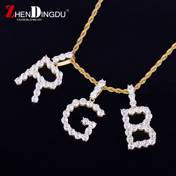 

zircon tennis letters necklaces & pendant custom name charm for men/women gold silver fashiom hip hop jewelry with cuban chain
