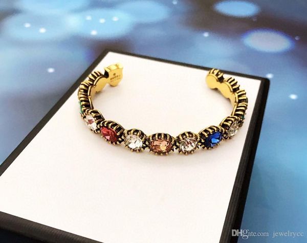 

europe and the united states 2020 spring and summer fashion new bracelet luxury custom brass material plated gold fresh set color, Slivery;golden