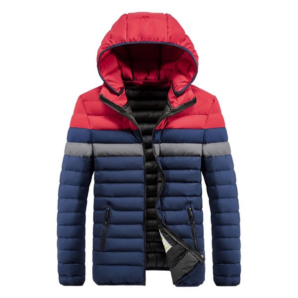 

windbreaker hoodies men's parka 2019 brand winter jacket fashion splicing hoodie patchwork thickened cotton padded coat, Black