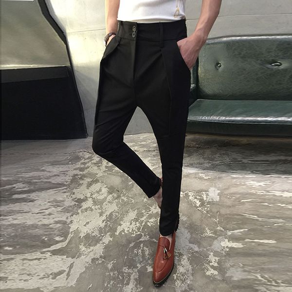 

2019 new men's clothing hair stylist gd fashion model show individual harem pants tapered pants plus size costumes 27-46, Black