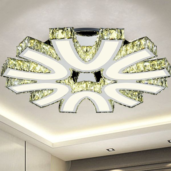 

modern crystal ceiling lights dimmable creative flower shape crystal flush mount light fixture for bed room living room