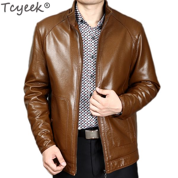 

2017 leather jacket men spring autumn casual business jacket middle aged men veste cuir homme jaqueta masculina de couro hh021, Black