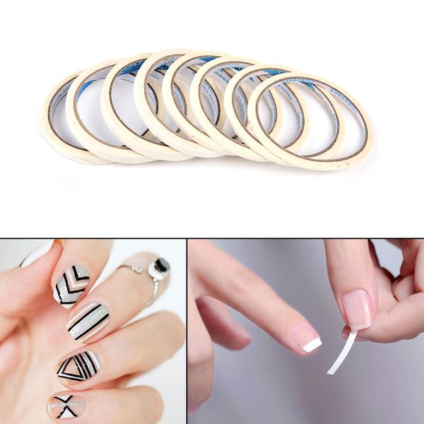 

12m french style manicure nail art tips creative nail stickers tape decor for women girls width 33-10mm, Black