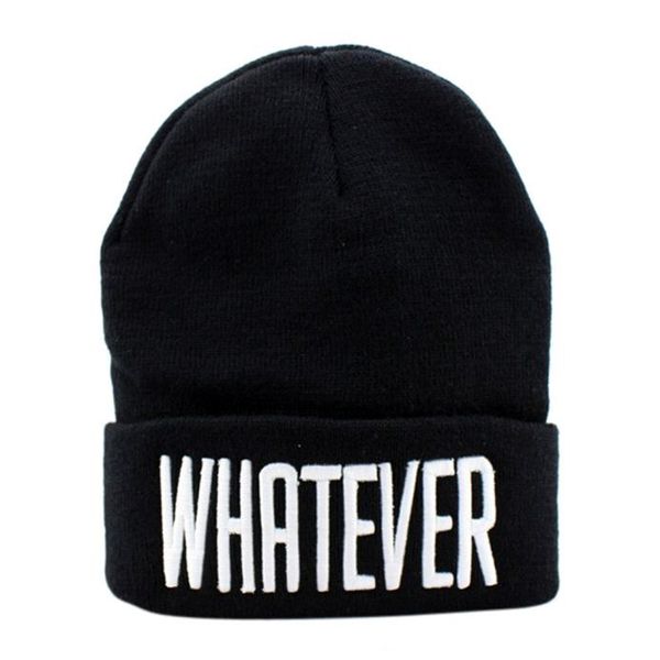 

2019 new fashion winter black whatever letter print beanie knitted wool hat and snapback cool cap ski crochet gorros toca