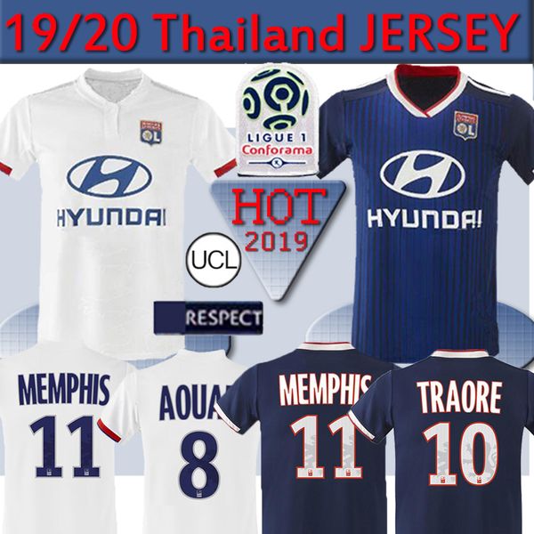 

19 20 thailand olympique lyonnais jersey memphis 2019 2020 ol lyon soccer jerseys traore fekir football shirts maillot de foot, Black;yellow