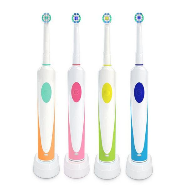 

professional electric toothbrush rechargeable rotating with 2 rotary replacement brush head teeth whitening deep cleaning 20#814
