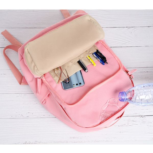 

women backpack teenage girls school bags nylon waterproof back pack pink cute simple fresh student bagpack lightweight backbag