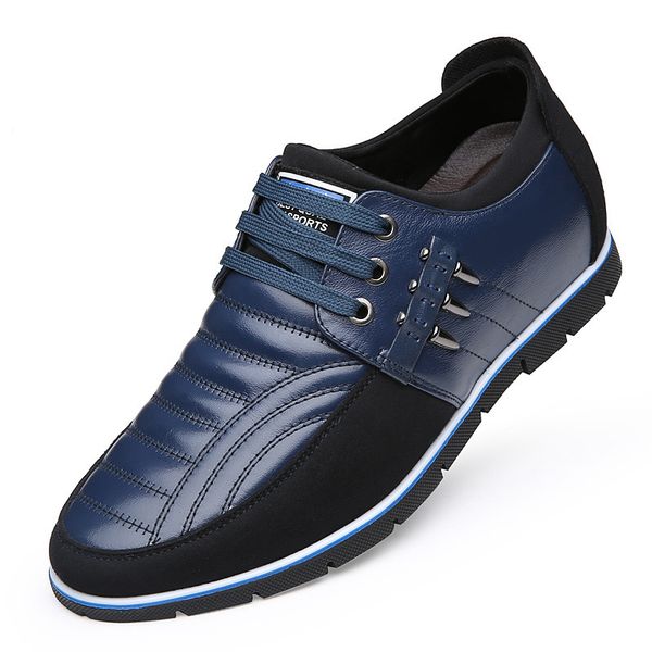 

men height increased genuine leather casual shoes lace-up leisure business shoes man driving shoe 2019 spring autumn da011, Black