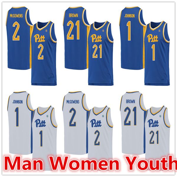 

customize ncaa pittsburgh panthers basketball jerseys terrell brown 21 trey mcgowens 2 xavier johnson 1 jersey any name number size s-5xl, Black