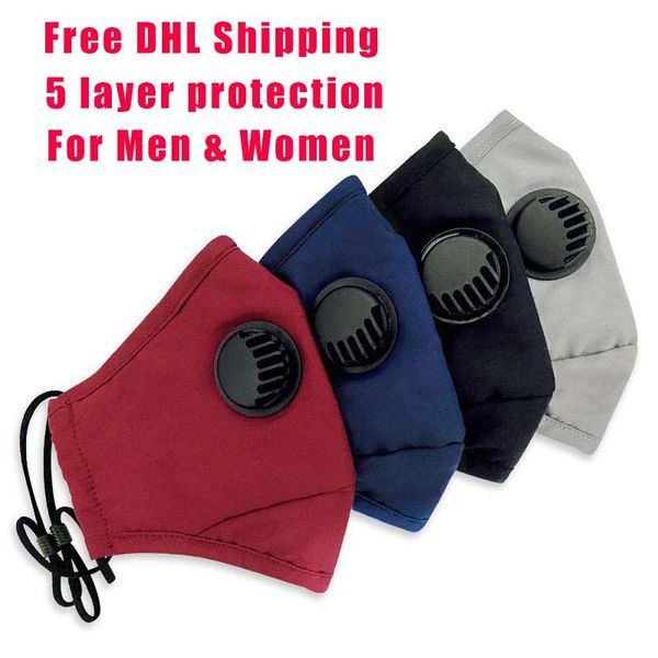 

dhl shipping mascarillas face mask anti-dust smoke outdoor indoor adjustable & reusable pm2.5 filters mouth masks for women & man