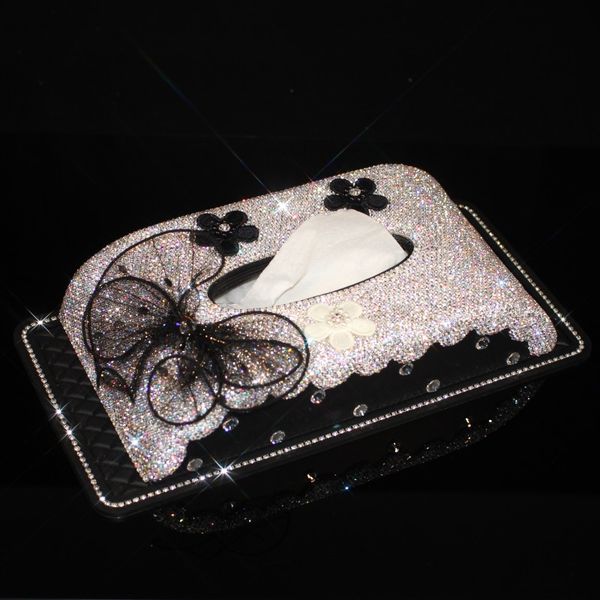 

girls' women's fashion anti-slipped diamond lace flower car tissue boxes