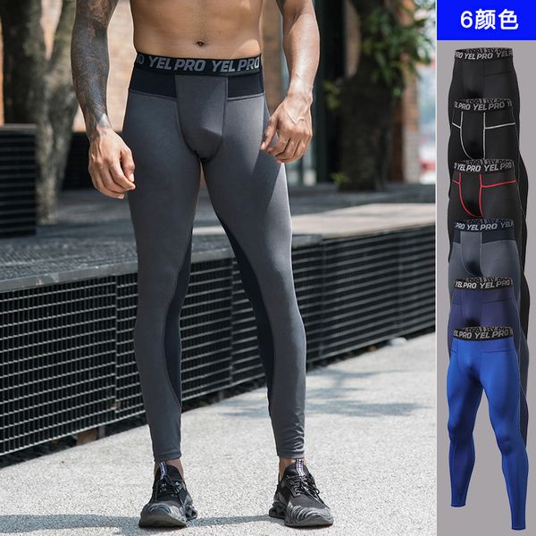 

mens gym compression leggings sport training pants men running tights trousers men sportswear dry fit jogging pants, Black;blue