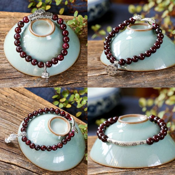 

beaded jewelry natural alcohol red garnet bracelet silver as one es single circle hand string jewelry lava bracelets wholesale, Black