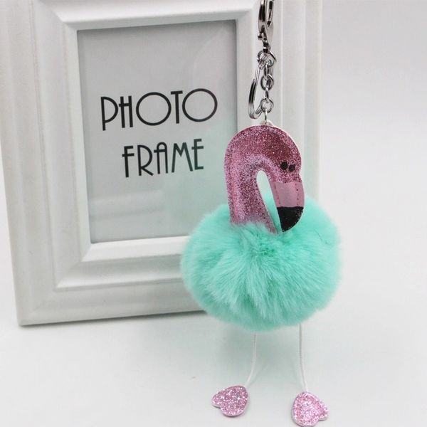 

1 creative new light sequins flamingo hair ball keychain imitation plush ladies mobile phone bag pendant, Black