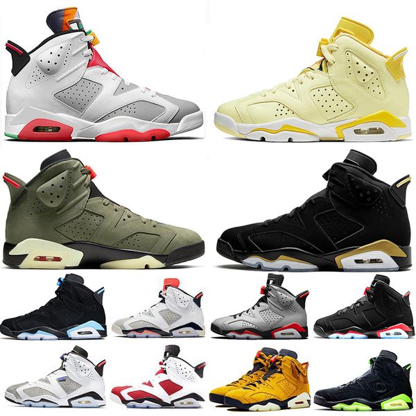 

new classic hare floral dmp travis scotts medium olive 6 6s mens basketball shoes yellow cactus jack reflective bugs bunny trainers sneakers, White;red