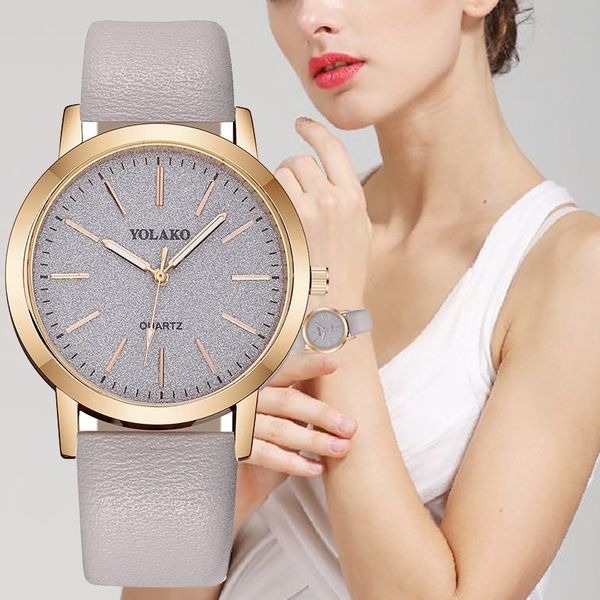 

watch fashion pu belt watch korean version of simple trend quartz gift wholesale, Slivery;brown