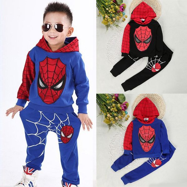 

2 colors spiderman baby kids clothing sets spring autumn boys sweater long sleeve hooded trousers two piece sets dhl jy638, White