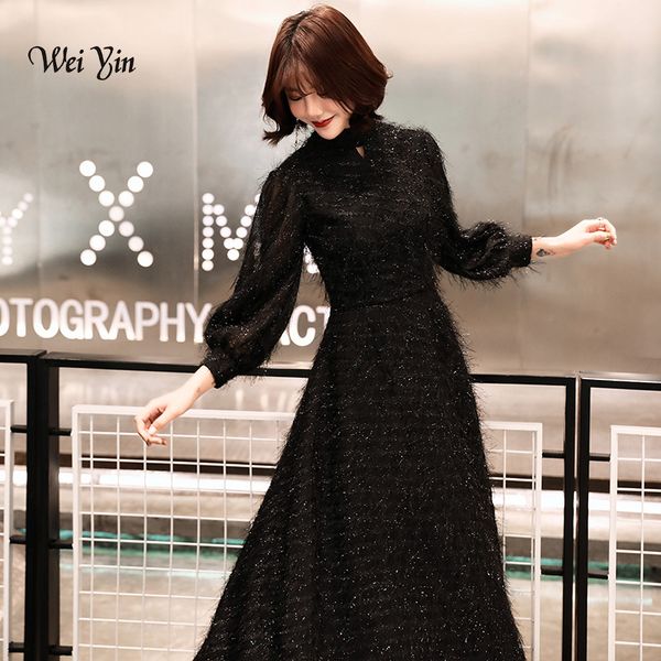 

weiyin 2019 black long sleeves a-line evening dresses muslim fashion elegant women party dress long formal dresses wy1265, White;black