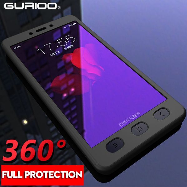 

gurioo 360 full cover phone case for redmi note 2 3 4 5 hard protective cover for redmi note 4x 5a 6 7 pro case with glass