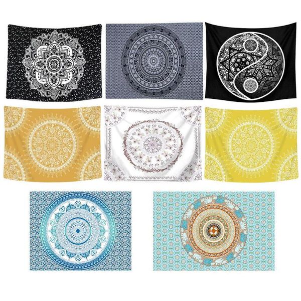 

mandala tapestry polyester wall hanging carpet simple texture and retro appearance delicate blanket yoga mat home tablecloths