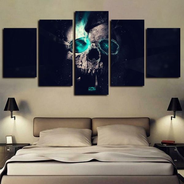 

5 panels skull landscape artworks giclee canvas wall art abstract poster canvas print oil painting wall decor