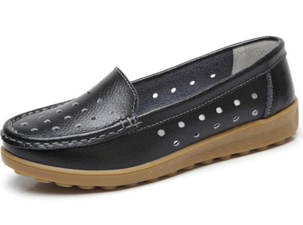 

women's shoes leather non-slip soft bottom women flats casual shoes 1047, Black