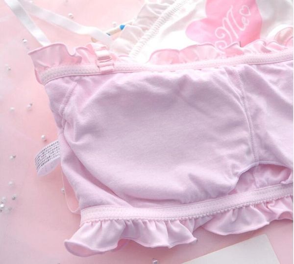 

cute & shimapan kawaii women's transparent sweet cupid cover 2pcs bra & panties set lolita camisoles set color white & pink, Red;black