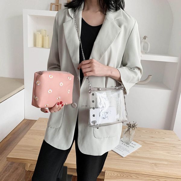 

2020 new shoulder bag women's korean version of the transparent small daisy fashion multifunctional mini crossbody bag ladies