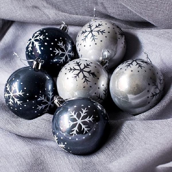 

high 6 pcs snowflake painted balls christmas tree ornaments gift plastic ball hanging holiday party decor uej