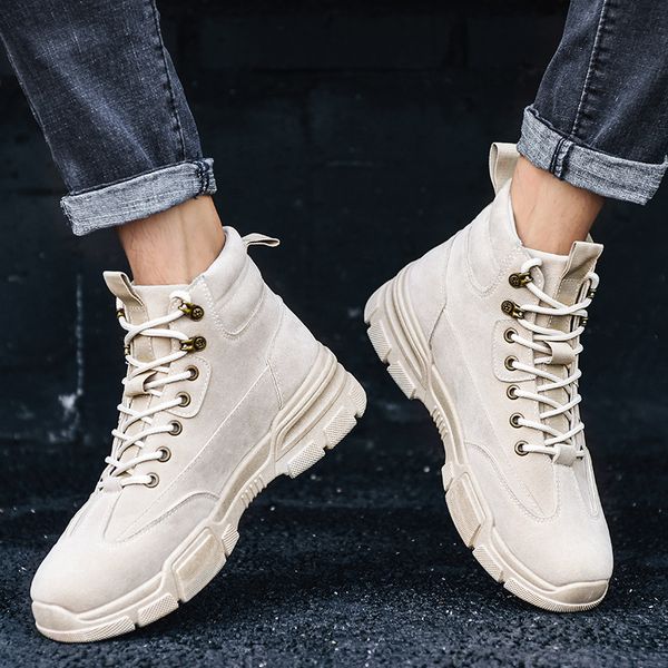 

pdmosy fashion men ankle boots winter autumn thicken warm comfortable work boots for men flat anti slip outdoor walking shoes, Black