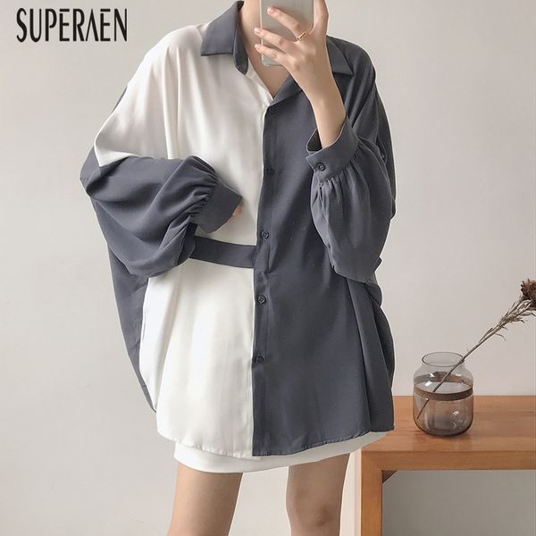 

superaen корейских женщин рубашки сыпучей pluz размер bat рукав хлопок casial дама блузка и топы шифон весной новый 2020, White