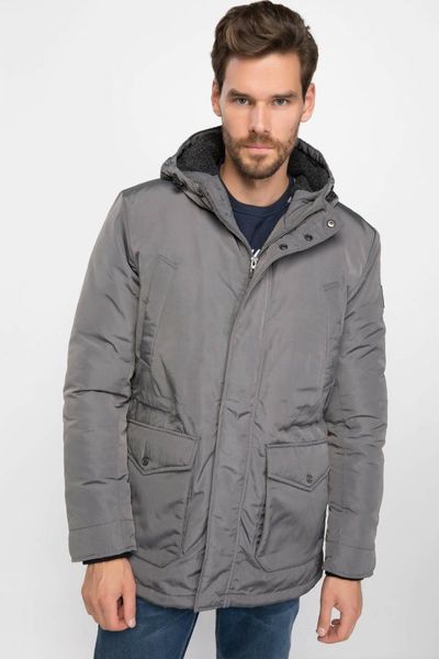 

defacto man winter warm down coat men's casual hooded long parka coats male solid color/parka cloth-i8013az18wn, Black