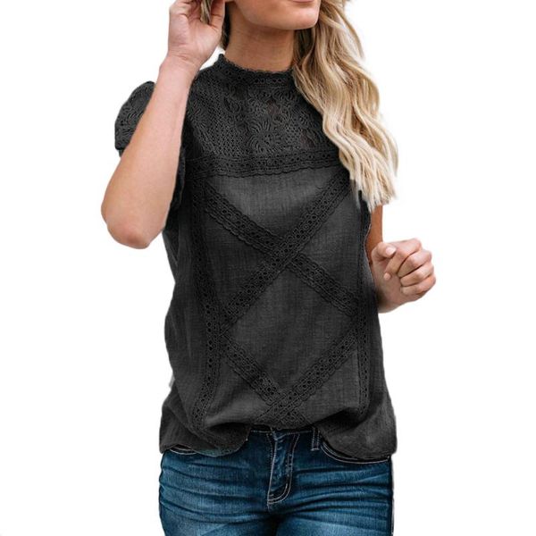 

new women clothing blouse female shirts solid short sleeve o-neck ladies blusas cotton lace shirt blouses modis lj hot, White