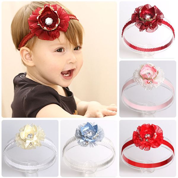 Lovely Newborn Baby Lace Ribbon Crown Headbands For Girl Kids Children Solid Flower Hair Band Party Birthday Gift Hair Accessories For Short Hair Cute