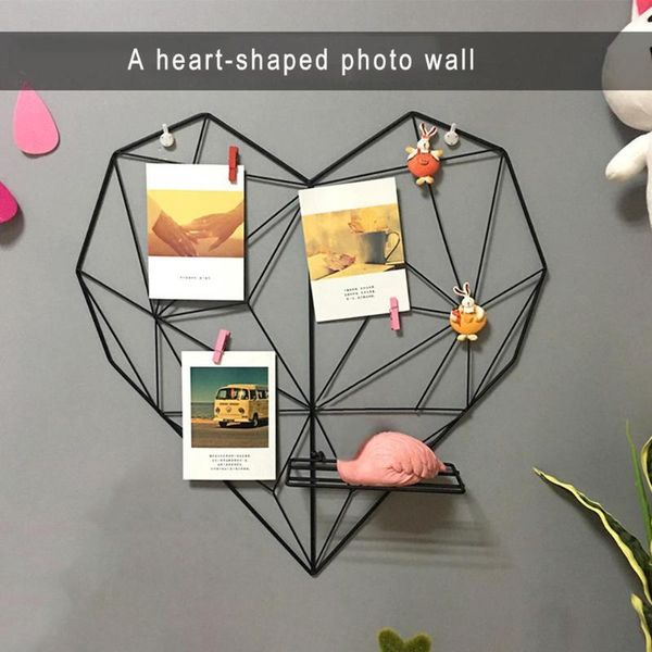 

nordic style metal cords ps postcards frame display art storage rack holder cafe heart wall hanging shelf clips home decor