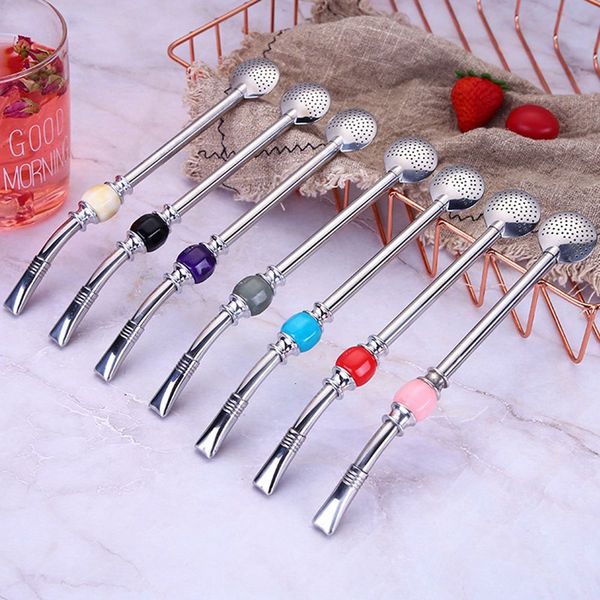 

sus18/10 stainless steel yerba mate bombilla straw long enough with cleaning brush and removal filter head