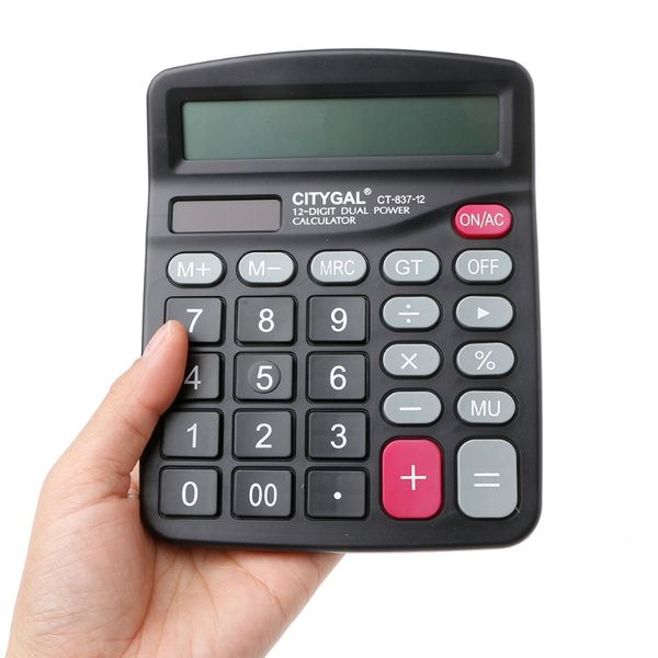 

12Digit Large Screen Calculator Solar Battery Light Powered Office Home Computer