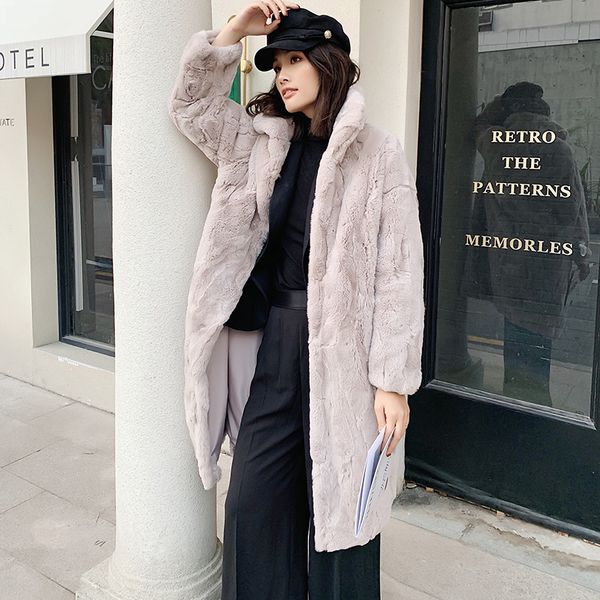 

real fur coat women clothes 2019 rex fur coat parka real korean winter women manteau femme lj8881 yy2231, Black