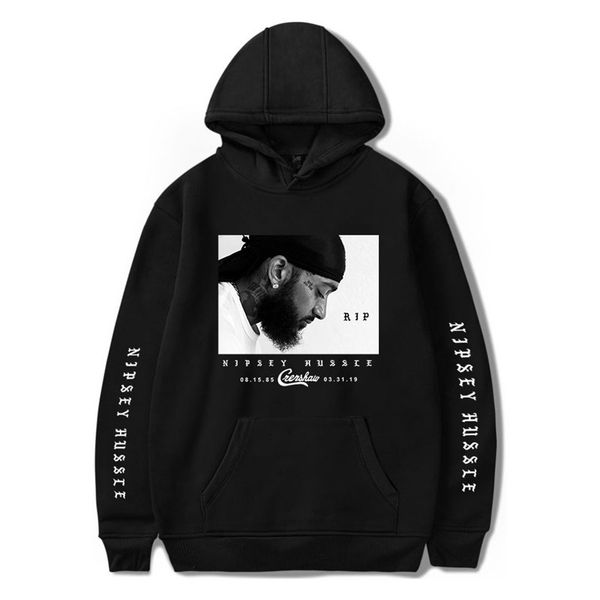 

rapper nipsey hussle mens hoodies fashion figure letter print mens hoodies casual males big pocket hoodies, Black